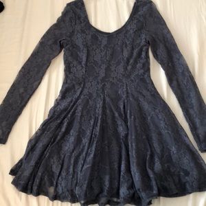 Purple Delicate Lacey Long Sleeved Dress